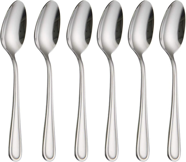 Stainless Steel Dinner Spoons 18/0, 6 Pcs Dessert Spoons 7.08 Inches, Silver, Dishwasher Safe for Home, Kitchen