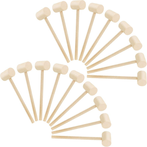 18 Pieces Mini Wooden Crab Lobster Mallets, Solid Hardwood Hammer for Seafood and Craft