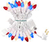 4th C3 13.5 50 GlowVibe Red White and Blue String Lights, of July, Glass ft LED Plug in Lights for Home Patio Garden