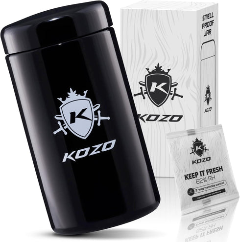 KOZO Black Glass Airtight Storage Jar, 1 Oz Size with UV Protection for Spices