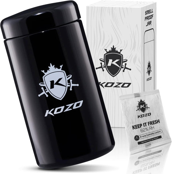 KOZO Black Glass Airtight Storage Jar, 1 Oz Size with UV Protection for Spices