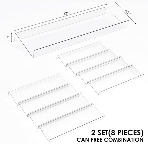 Spice Drawer Organizer, 4 Tier Clear Acrylic Expandable from 13" to 26", Kitchen Drawer Spice Rack Tray