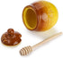 2 Pack 12 Oz Hiceeden Ceramic Honey Pot with Dipper and Lid, Yellow Honey Jar Bee Embossed Honey Storage Container