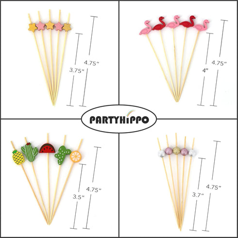 Handmade Cocktail Picks 200 Counts Natural Bamboo Toothpicks Party Supplies (Flamingo) Sticks