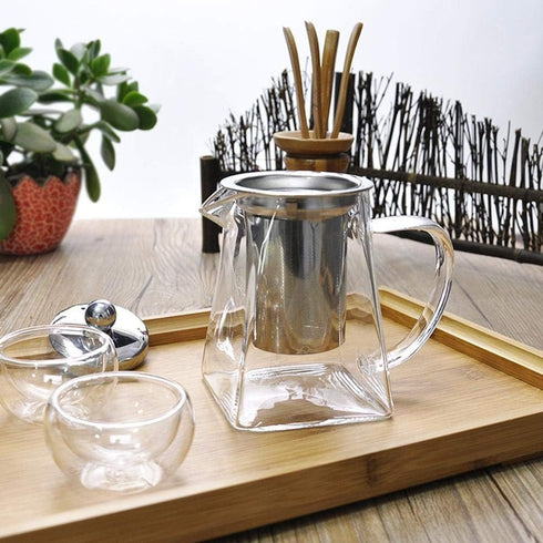19.3oz Glass Teapot with Infuser, Borosilicate Glass, 550ML, Clear with Stainless Steel Infuser