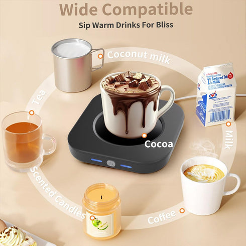 YsyYey 24W 3 Settings Electric Coffee Cup Warmer for Office Desk, Mug Warmer Plate with Auto Switch Off, Heat Tea