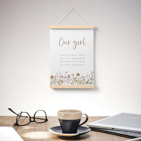 Room,12x16 Inch PaJiaNi Wildflower Nursery Decor, Our Girl Thank Heaven for Little Girls Wall Decor, Wildflower Picture