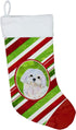Caroline's Treasures SS4551-CS Maltese Candy Cane Holiday Christmas Stocking, Fireplace Hanging Decor