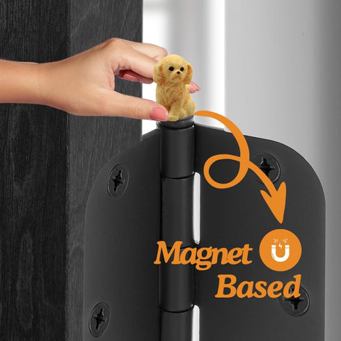 Door Hinge Heads Decorative Topper - Magnetic Hinge Head Dog Set of 6 for Home Decor