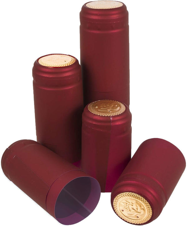 Heat Shrink Capsules, 100 Pcs Oriental Red Matte Surface Wine Brewing Caps for Professional and Home Use