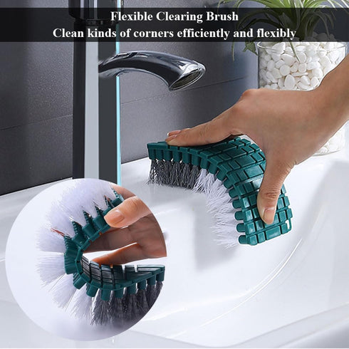 Bendable Scrub Brush Cleaning Brush, Deep Cleaning Toilet Brush with Non-Slip Grip & V-Shape Stiff Bristles for Shower,