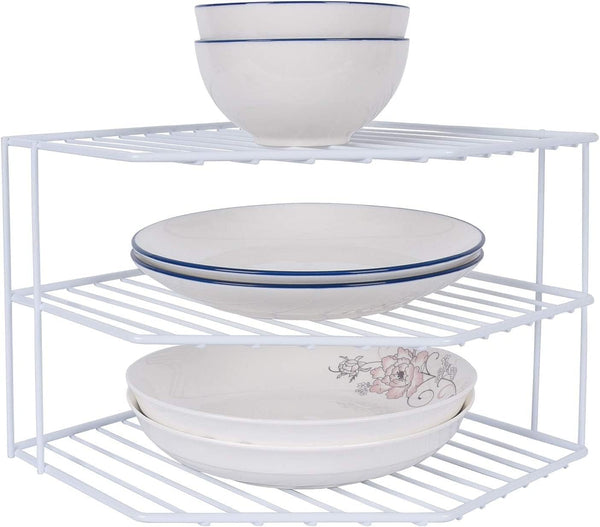 AKAZA 3-Tier Corner Shelf Counter and Cabinet Organizer - Cabinet Storage Shelf Rack,