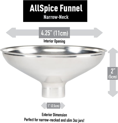 AllSpice Spice Funnel, Metal Stainless Steel 18/8 (1" Bottom)