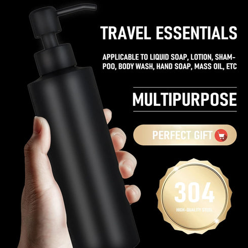 Matte Black Countertop Soap Dispenser, 11.8 oz Lotion Dispenser with Pump for Kitchen and Bathroom
