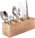 WuGeShop Wood Cutlery Caddy, Kitchen Utensil Organizer with 4 Compartments for Flatware Storage