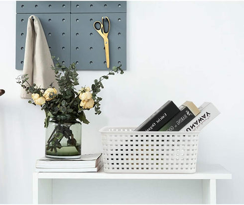 Plastic Weave Storage Basket Bin, 10" x 7.5" x 4", 6 Pack
