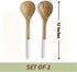 Folkulture Wooden Salad Servers or Tongs - 12-inch Spoon and Fork Set for Serving Salad, Mango Wood, White