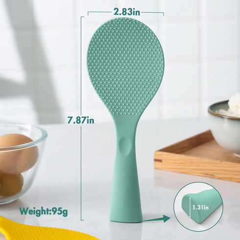 FireKylin Rice Paddle, Silicone Standing Rice Spatula, Non Stick Rice Spoon for Rice Cooker (Aqua)