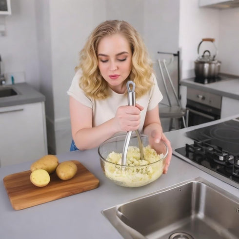 FLYINGSEA Professional Potato Masher - 18-8 Stainless Steel Vegetable Masher, Cooking and Kitchen Tools