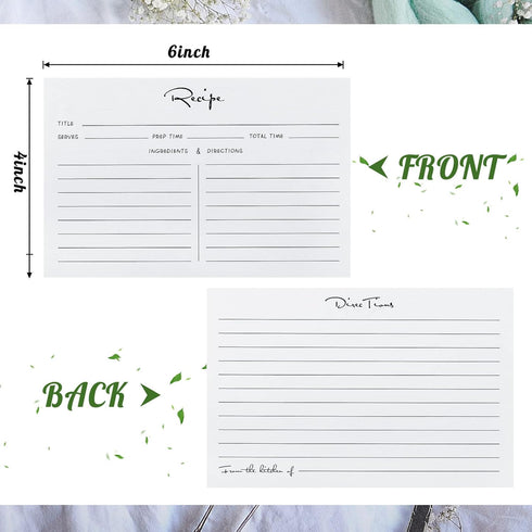 Outus 50 Pieces Bridal Recipe Cards Double Sided Kitchen Recipe Cards Sage Simple Wildflower Recipe Cards Notecards for Wedding, Bridal Shower, Farmhouse, 4 x 6 Inch (Classic Style)