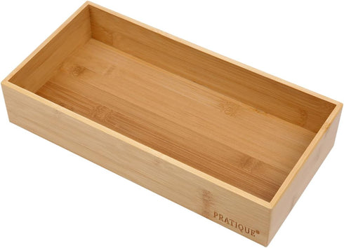 Bamboo Drawer Organizer - Kitchen Utensil Organizer Silverware Tray Cutlery Holder for Office Desk Supplies (12x5.9x2.6
