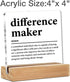 Difference Maker Gifts for Teacher Mentor Coach Boss, Clear Acrylic Desk Decorative Sign for Home Office, 4 x 4 Inches