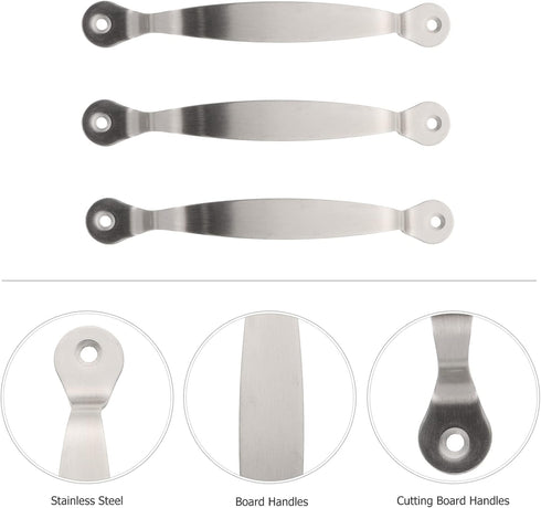 Cutting Board Handles Cabinet Pulls: 3pcs Stainless Steel Drawer Handles for Kitchen Butcher Board, Side Pulls