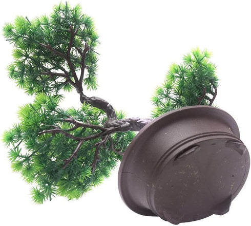 KOET Artificial Bonsai Pine Tree, 11 Inch Faux Potted Plant for Desk Display, Japanese Cedar Bonsai Plant for Home,