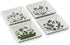 Portmeirion Botanic Garden Mini Square Dish Set of 4, 3", Assorted Florals Motif, Durable Porcelain
