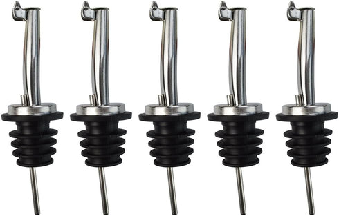 5 Pcs Wine Bottle Pourers - Stainless Steel Liquor Pour Spout Flip Top Wine Bottle Stoppers Speed Pourers for Oil Wine