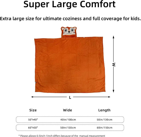 Arkwida Cozy Wearable Blanket Hoodie for Kids Toddlers Hooded Towels Soft Wearable Throw Blanket Hoodie for Boys Girls
