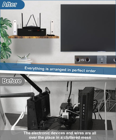 Ardier 24 lbs, Wall-Mounted Projector Shelf, Wooden Media Holder Holds Up to Floating Entertainment Shelves Furniture