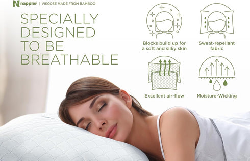 Set 2 Nappler Cooling Pillow for hot Sleepers -Bed Pillows Standard Size Premium of - Adjustable Shredded Memory Foam