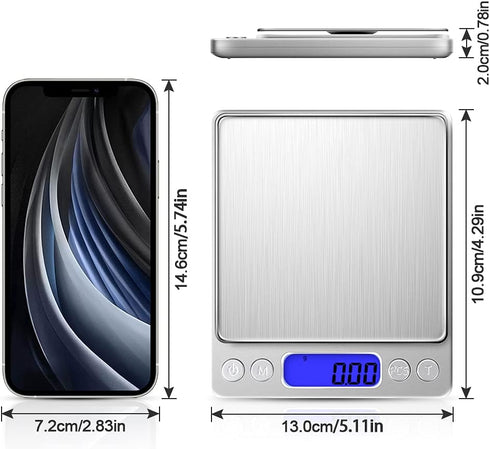 Digital Kitchen Scale with 2 Trays - Diyife 500g/0.01g High Precision Food Scale with LCD Display, Mini Gram Scale