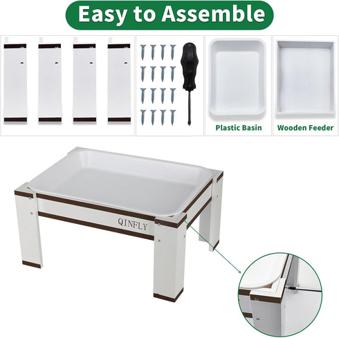 Qinfly Large Chicken Picnic Table Feeder No Waste with Removable Plastic Tray,Chicken Coop Accessories Must