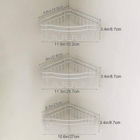 STAHLHEART 3-Pack White Shower Caddy Corner, Adhesive Shower Shelves for Inside Shower, Rustproof Bathroom Organizer