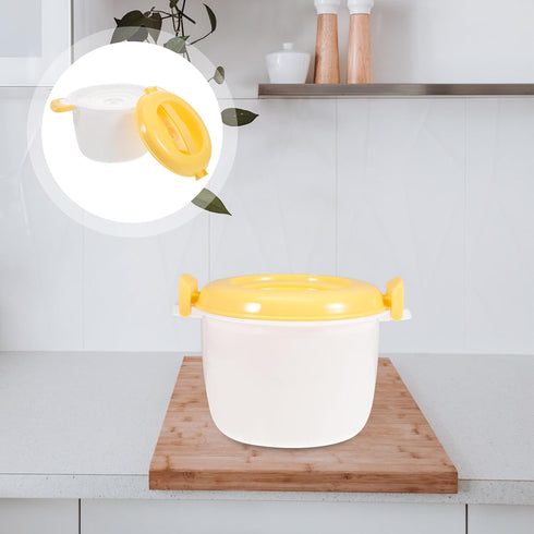 OSALADI 1L Microwave Rice Cooker: Mini Steamer with Keep Warm Function for Soups, Stews, Grains, Oatmeal, Yellow
