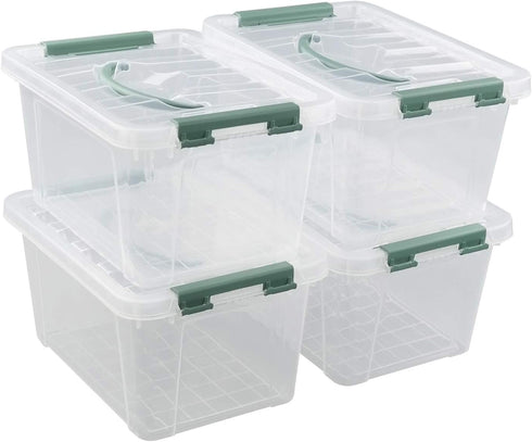 4-Pack Clear Storage Box Tote, 6 Quarts Plastic Bins with Lids
