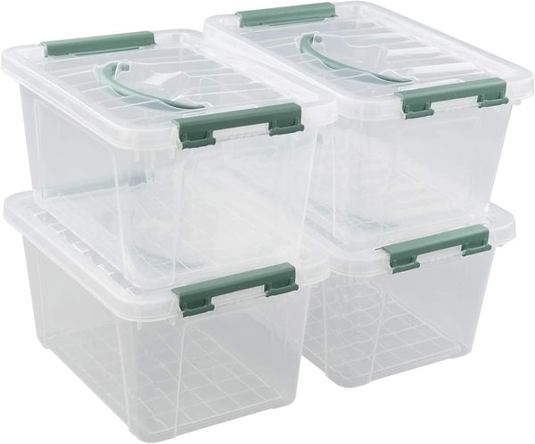 4-Pack Clear Storage Box Tote, 6 Quarts Plastic Bins with Lids