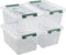 4-Pack Clear Storage Box Tote, 6 Quarts Plastic Bins with Lids