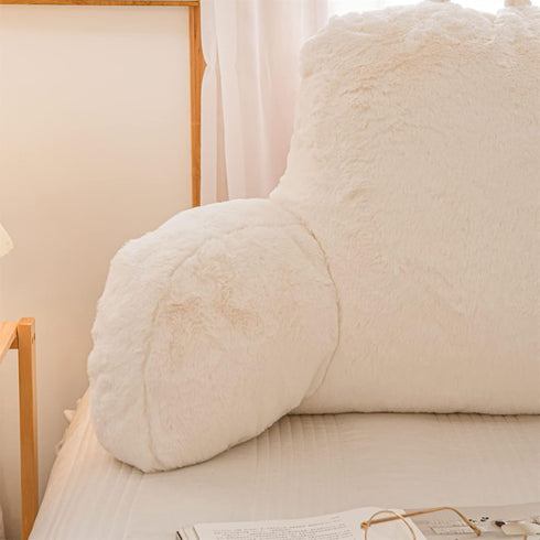 A Nice Night Faux Fur Reading Pillow Bed Wedge Large Adult Children Backrest with Arms Back Support for Sitting Up