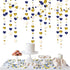 52Ft Valentines Day Party Decorations - Navy Blue Gold Love Heart Garland, Royal Blue Gold Hanging Streamer Banner for