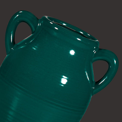 8 Inch 2 Sunddo Modern Ceramic Vase for Decor - Green Decorative Vase with Handles, Pampas Grass Vases