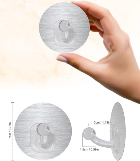 Uten 10 Pack Heavy Duty Adhesive Hooks for Hanging, Waterproof Sticky Robe Towel Hooks