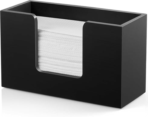 Paper Towel Dispenser Countertop, Wooden Bathroom Paper Towel Holder, Black Napkin Holder