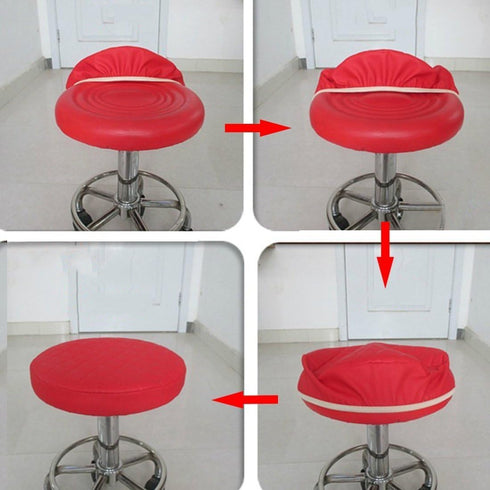2PC 17.5 Inch Sigmat Waterproof PU Bar Stool Cover Anti-Slip Round Seat Cover Coffee