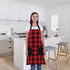 Chef Bib Apron - Red/Black, 32" x 28", 40" Long Ties, Adjustable Neck Strap, 2 Pockets, Christmas Gift for Men Women