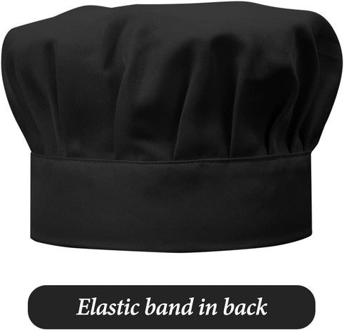 Kids Adjustable Bib Apron and Chef Hat Set, 2 Pockets, Cute Black Kitchen Apron for Boys Girls Cooking (2-5 Year)