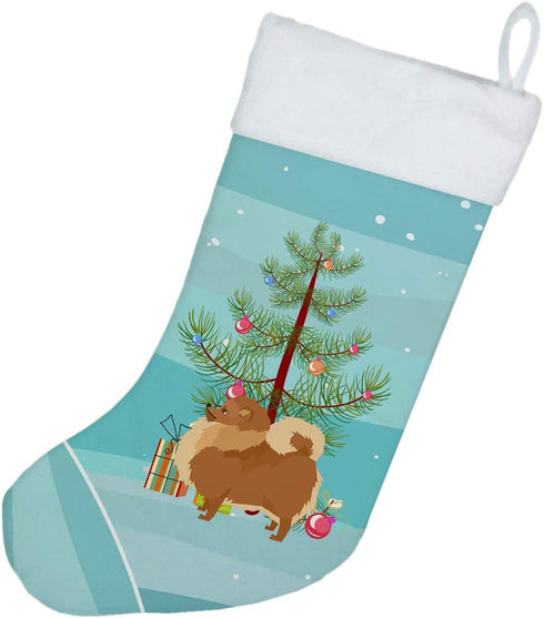 Caroline's Treasures CK3555CS Pomeranian Christmas Tree Stocking, Fireplace Hanging, Holiday Party Decor