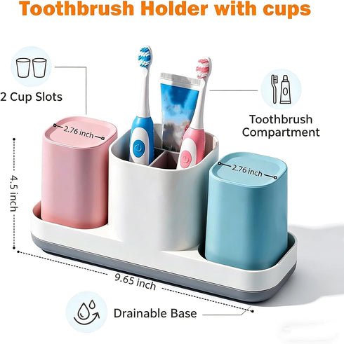 Set Toothbrush Holder for Bathroom, Kids Toothbrush Holder with Cups, Electric Toothbrush Holder for Bathroom Decor
